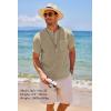 COOFANDY Men’s Cotton Linen Henley Shirt Short Sleeve Hippie Casual Beach T-Shirts with Pocket(Khaki)