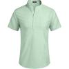 COOFANDY Men’s Cotton Linen Henley Shirt Short Sleeve Hippie Casual Beach T-Shirts with Pocket(Light Green)