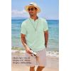 COOFANDY Men’s Cotton Linen Henley Shirt Short Sleeve Hippie Casual Beach T-Shirts with Pocket(Light Green)