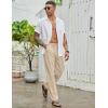 COOFANDY Men’s Cotton Linen Pants Elastic Waist Drawstring Summer Beach Trousers Casual Yoga Pant(Beige)