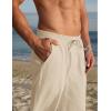 COOFANDY Men’s Cotton Linen Pants Elastic Waist Drawstring Summer Beach Trousers Casual Yoga Pant(Beige)