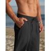 COOFANDY Men’s Cotton Linen Pants Elastic Waist Drawstring Summer Beach Trousers Casual Yoga Pant(Black)