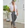COOFANDY Men’s Cotton Linen Pants Elastic Waist Drawstring Summer Beach Trousers Casual Yoga Pant(Dark Grey)