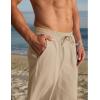 COOFANDY Men’s Cotton Linen Pants Elastic Waist Drawstring Summer Beach Trousers Casual Yoga Pant(Khaki)