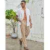 COOFANDY Men’s Cotton Linen Pants Elastic Waist Drawstring Summer Beach Trousers Casual Yoga Pant(Khaki)