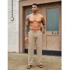 COOFANDY Men’s Cotton Linen Pants Elastic Waist Drawstring Summer Beach Trousers Casual Yoga Pant(Khaki)