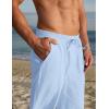 COOFANDY Men’s Cotton Linen Pants Elastic Waist Drawstring Summer Beach Trousers Casual Yoga Pant(Light Blue)