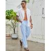 COOFANDY Men’s Cotton Linen Pants Elastic Waist Drawstring Summer Beach Trousers Casual Yoga Pant(Light Blue)