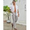 COOFANDY Men’s Cotton Linen Pants Elastic Waist Drawstring Summer Beach Trousers Casual Yoga Pant(Light Grey)