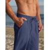 COOFANDY Men’s Cotton Linen Pants Elastic Waist Drawstring Summer Beach Trousers Casual Yoga Pant(Navy Blue)