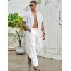 COOFANDY Men’s Cotton Linen Pants Elastic Waist Drawstring Summer Beach Trousers Casual Yoga Pant(White)