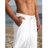 COOFANDY Men’s Cotton Linen Pants Elastic Waist Drawstring Summer Beach Trousers Casual Yoga Pant(White)