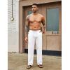 COOFANDY Men’s Cotton Linen Pants Elastic Waist Drawstring Summer Beach Trousers Casual Yoga Pant(White)
