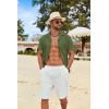 COOFANDY Mens Cotton Linen Shirt Casual Button Down Short Sleeve Shirts Summer Cuban Vacation Beach Shirts with Pocket(Army Green)
