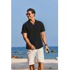COOFANDY Mens Cotton Linen Shirt Casual Button Down Short Sleeve Shirts Summer Cuban Vacation Beach Shirts with Pocket(Black)