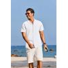 COOFANDY Mens Cotton Linen Shirt Casual Button Down Short Sleeve Shirts Summer Cuban Vacation Beach Shirts with Pocket(White)