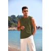 COOFANDY Men’s Cotton Linen Tank Top Shirts Casual Sleeveless Lace Up Beach Hippie Tops Bohemian Renaissance Pirate Tunic(Army)