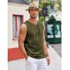 COOFANDY Men’s Cotton Linen Tank Top Shirts Casual Sleeveless Lace Up Beach Hippie Tops Bohemian Renaissance Pirate Tunic(Army)