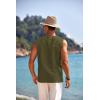 COOFANDY Men’s Cotton Linen Tank Top Shirts Casual Sleeveless Lace Up Beach Hippie Tops Bohemian Renaissance Pirate Tunic(Army)