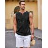 COOFANDY Men’s Cotton Linen Tank Top Shirts Casual Sleeveless Lace Up Beach Hippie Tops Bohemian Renaissance Pirate Tunic(Black)