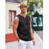 COOFANDY Men’s Cotton Linen Tank Top Shirts Casual Sleeveless Lace Up Beach Hippie Tops Bohemian Renaissance Pirate Tunic(Black)