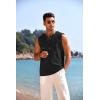 COOFANDY Men’s Cotton Linen Tank Top Shirts Casual Sleeveless Lace Up Beach Hippie Tops Bohemian Renaissance Pirate Tunic(Black)