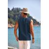 COOFANDY Men’s Cotton Linen Tank Top Shirts Casual Sleeveless Lace Up Beach Hippie Tops Bohemian Renaissance Pirate Tunic(Blue)