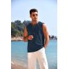 COOFANDY Men’s Cotton Linen Tank Top Shirts Casual Sleeveless Lace Up Beach Hippie Tops Bohemian Renaissance Pirate Tunic(Blue)