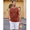 COOFANDY Men’s Cotton Linen Tank Top Shirts Casual Sleeveless Lace Up Beach Hippie Tops Bohemian Renaissance Pirate Tunic(Brick)