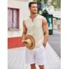 COOFANDY Men’s Cotton Linen Tank Top Shirts Casual Sleeveless Lace Up Beach Hippie Tops Bohemian Renaissance Pirate Tunic(Cream)