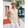 COOFANDY Men’s Cotton Linen Tank Top Shirts Casual Sleeveless Lace Up Beach Hippie Tops Bohemian Renaissance Pirate Tunic(Cream)