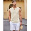COOFANDY Men’s Cotton Linen Tank Top Shirts Casual Sleeveless Lace Up Beach Hippie Tops Bohemian Renaissance Pirate Tunic(Cream)