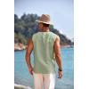 COOFANDY Men’s Cotton Linen Tank Top Shirts Casual Sleeveless Lace Up Beach Hippie Tops Bohemian Renaissance Pirate Tunic(Green)