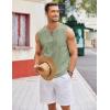 COOFANDY Men’s Cotton Linen Tank Top Shirts Casual Sleeveless Lace Up Beach Hippie Tops Bohemian Renaissance Pirate Tunic(Green)