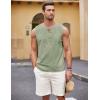 COOFANDY Men’s Cotton Linen Tank Top Shirts Casual Sleeveless Lace Up Beach Hippie Tops Bohemian Renaissance Pirate Tunic(Green)