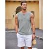 COOFANDY Men’s Cotton Linen Tank Top Shirts Casual Sleeveless Lace Up Beach Hippie Tops Bohemian Renaissance Pirate Tunic(Grey)