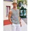 COOFANDY Men’s Cotton Linen Tank Top Shirts Casual Sleeveless Lace Up Beach Hippie Tops Bohemian Renaissance Pirate Tunic(Grey)