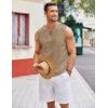 COOFANDY Men’s Cotton Linen Tank Top Shirts Casual Sleeveless Lace Up Beach Hippie Tops Bohemian Renaissance Pirate Tunic(Khaki)