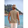 COOFANDY Men’s Cotton Linen Tank Top Shirts Casual Sleeveless Lace Up Beach Hippie Tops Bohemian Renaissance Pirate Tunic(Khaki)