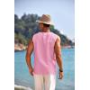 COOFANDY Men’s Cotton Linen Tank Top Shirts Casual Sleeveless Lace Up Beach Hippie Tops Bohemian Renaissance Pirate Tunic(Pink)