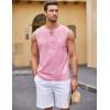 COOFANDY Men’s Cotton Linen Tank Top Shirts Casual Sleeveless Lace Up Beach Hippie Tops Bohemian Renaissance Pirate Tunic(Pink)