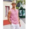COOFANDY Men’s Cotton Linen Tank Top Shirts Casual Sleeveless Lace Up Beach Hippie Tops Bohemian Renaissance Pirate Tunic(Pink)