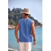 COOFANDY Men’s Cotton Linen Tank Top Shirts Casual Sleeveless Lace Up Beach Hippie Tops Bohemian Renaissance Pirate Tunic(Royal Blue)