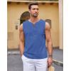 COOFANDY Men’s Cotton Linen Tank Top Shirts Casual Sleeveless Lace Up Beach Hippie Tops Bohemian Renaissance Pirate Tunic(Royal Blue)