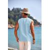 COOFANDY Men’s Cotton Linen Tank Top Shirts Casual Sleeveless Lace Up Beach Hippie Tops Bohemian Renaissance Pirate Tunic(Sky Blue)