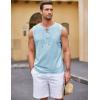 COOFANDY Men’s Cotton Linen Tank Top Shirts Casual Sleeveless Lace Up Beach Hippie Tops Bohemian Renaissance Pirate Tunic(Sky Blue)