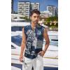 COOFANDY Men’s Cotton Linen Tank Top Shirts Casual Sleeveless Lace Up Beach Hippie Tops Bohemian Renaissance Pirate Tunic(Tie-dye- Navy)