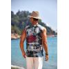 COOFANDY Men’s Cotton Linen Tank Top Shirts Casual Sleeveless Lace Up Beach Hippie Tops Bohemian Renaissance Pirate Tunic(Tie-dye/Blue)