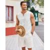 COOFANDY Men’s Cotton Linen Tank Top Shirts Casual Sleeveless Lace Up Beach Hippie Tops Bohemian Renaissance Pirate Tunic(White)