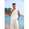 COOFANDY Men’s Cotton Linen Tank Top Shirts Casual Sleeveless Lace Up Beach Hippie Tops Bohemian Renaissance Pirate Tunic(White)